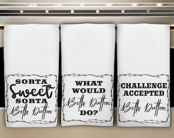 Beth Dutton Kitchen towels, Funny dish towels, Yellowstone, John Dutton, Dutton Ranch, Beth Dutton, Waffle Weave Towels