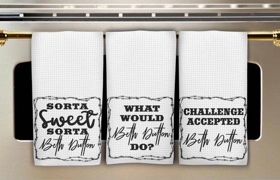 Beth Dutton Kitchen towels, Funny dish towels, Yellowstone, John Dutton, Dutton Ranch, Beth Dutton, Waffle Weave Towels