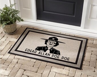 Edgar Allan Poe Poe, Literary Fans, welcome mat, 18" X 30", Personalized, wedding, housewarming gift