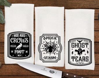 Halloween Kitchen towels, Great for Dorms, Kitchen Decor, Hostess Gift, Dish Towel, Housewarming Gift, Wedding Gift, Hand Towel