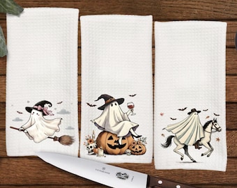 Halloween Ghosts Kitchen towels, Great for Dorms, Kitchen Decor, Hostess Gift, Dish Towel, Housewarming Gift, Wedding Gift, Hand Towel