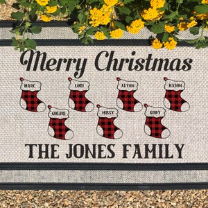 Personalized Christmas Welcome mat, personalized Holiday doormat, Santa Welcome mat, Happy holidays, Shipping included, Housewarming Gift image 3