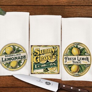 Lovely Lemon kitchen Decor hand towels: These make great last minutes gifts for Mom, Housewarming, Wedding shower,  Set of 3 towels