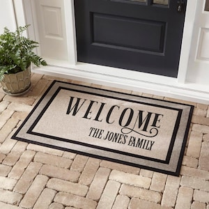 Welcome mat, custom family name doormat, welcome mat, 18&quot; X 30&quot;, Personalized, wedding, housewarming gift