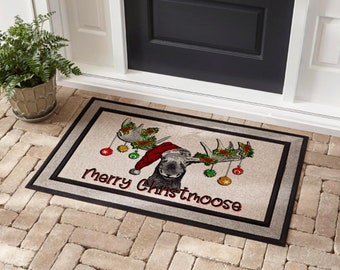 Merry Christmoose, Holiday door mat, these make great gifts for Christmas, cabin, mountain house, housewarming, newlyweds, Shipping Included