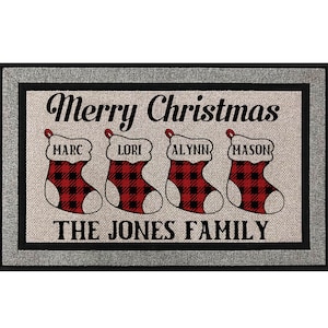 Personalized Christmas Welcome mat, personalized Holiday doormat, Santa Welcome mat, Happy holidays, Shipping included, Housewarming Gift image 4