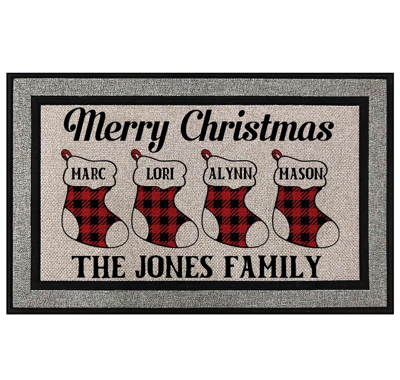 Personalized Christmas Welcome mat, personalized Holiday doormat, Santa Welcome mat, Happy holidays, Shipping included, Housewarming Gift image 4