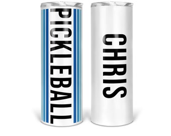 Personalized Pickle ball Tumbler, Custom Pickle Ball tumbler, Stainless steel double wall Beverage bottle, matching sport towel Personalized