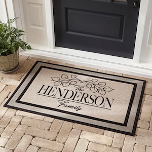 Leaf Monogram, custom family last name doormat, welcome mat, 18&quot; X 30&quot;, Personalized, wedding, housewarming gift Monogram Mat #2