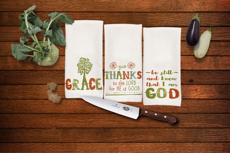 Christian Quotes Kitchen Towel Set Inspirational Quotes Etsy