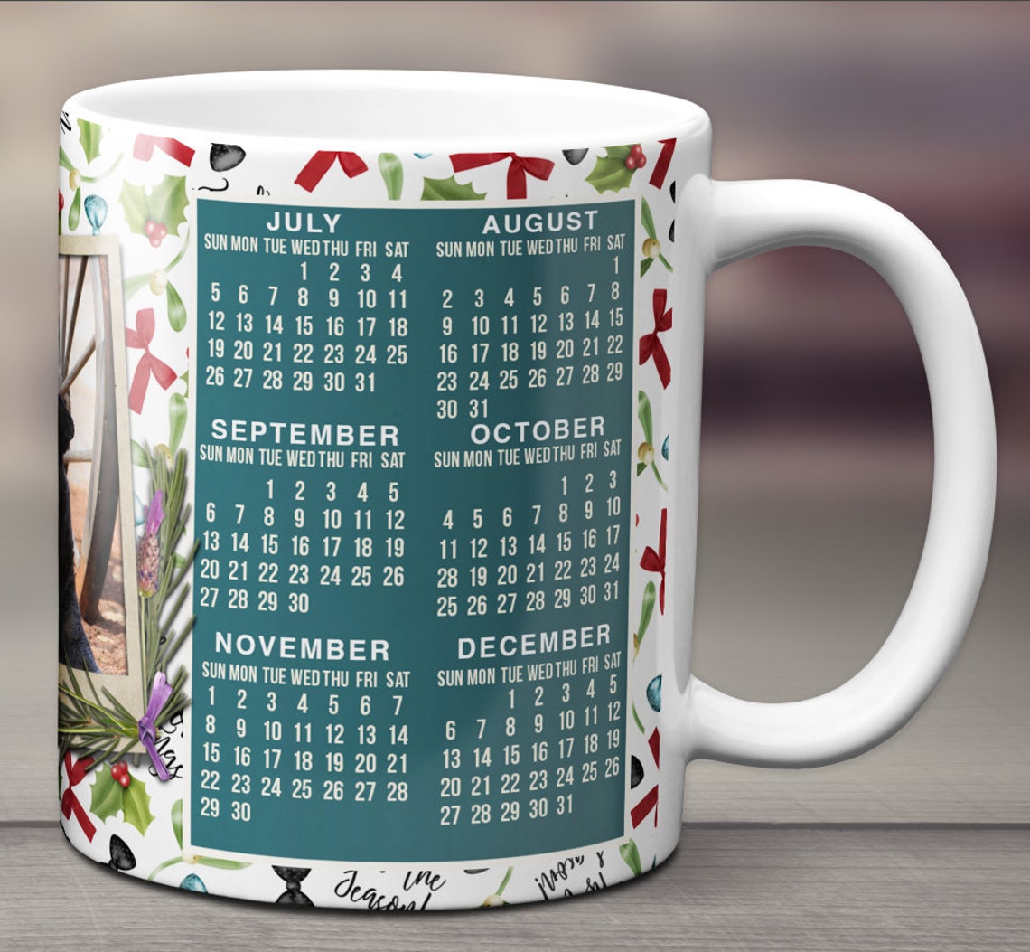 Calendar Coffee Mug With Custom Photo Ceramic Coffee Mug Etsy