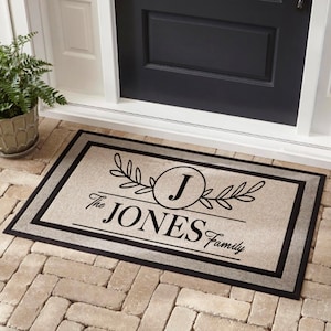 Monogram, custom family last name doormat, welcome mat, 18&quot; X 30&quot;, Personalized, wedding, housewarming gift Monogram Mat #1