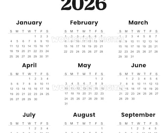 Calendario stampabile 2026: calendario da parete o da tavolo (PDF A4)