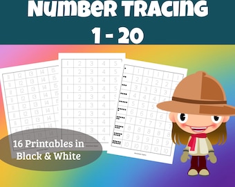 Number Tracing 1-20: Printable Handwriting Worksheets (PDF Download)