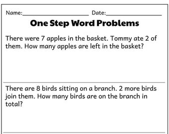 One Step Word Problems All Operations PDF, Word Problems Worksheet for 1st Grade, 2nd Grade, Math Worksheet, Solve Word Problems, Printable