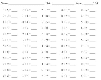 addition worksheets numbers 1 20 10 Printable Math Drills Addition, Numbers 0 to 9, Practice Speed Counting, Instant Download, Homework Practice, Math Worksheets