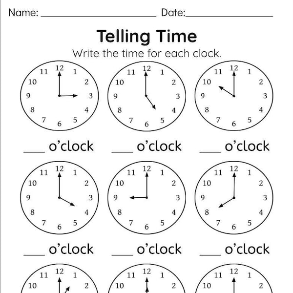 16 Telling Time To The Hour Worksheet, Kindergarten, First Grade Worksheet, Learn to Tell the Time in Digital Analog Clock Homework Practice