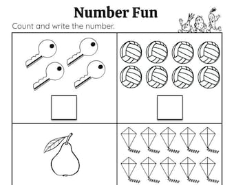 Printables Kindergarten Math Worksheets, Numbers 1 to 10, Counting, Writing, Addition & Subtraction