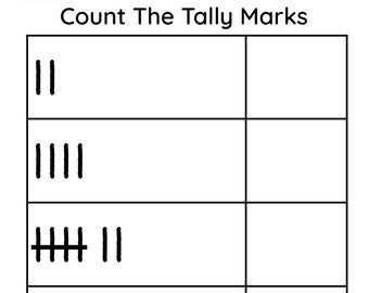 Numbers 1 - 20 Tally Marks Printable Worksheet Kindergarten Homeschool Busy Book