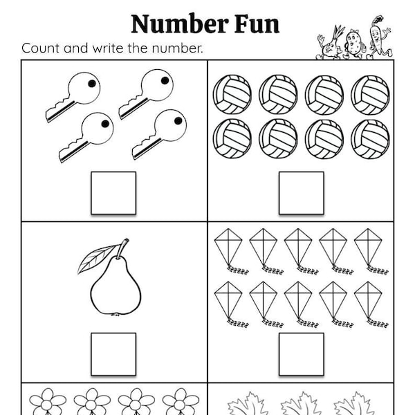 Printables Kindergarten Math Worksheets, Numbers 1 to 10, Counting, Writing, Addition & Subtraction