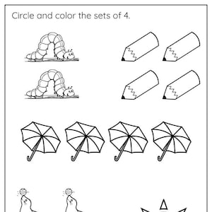 20 Printable Numbers 1-5 Counting, Tracing Worksheets for Preschool Kindergarten Homeschool Busy Book Handwriting Numbers and Counting image 1
