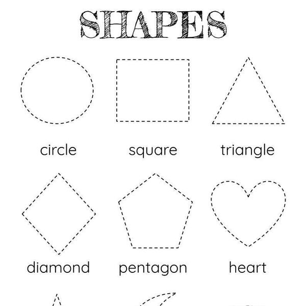 Shape Tracing Worksheet for Kindergarten, Preschool. Learn to Trace Shapes, Montessori Activity, Easy Printable