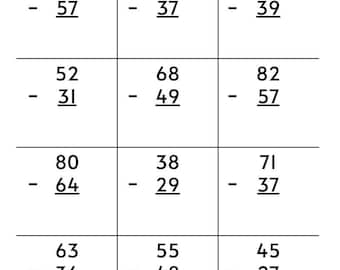 Esercizi di sottrazione a due cifre con riporto (PDF)
