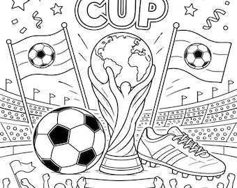 Pagina da colorare dei Mondiali di calcio stampabile / Download immediato
