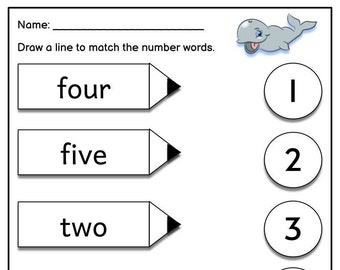 Match the Word and Number Worksheet Numbers 1 - 30 | Large Numbers Print | Preschool Kindergarten Homeschool Homework | Reading Numbers 1-30