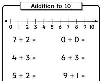 addition worksheets numbers 1 20 10 Printable Single Digit Addition to 10 With Number Line Worksheets | Numbers 1-10 for Preschool Kindergarten 1st Grade Homeschool Math