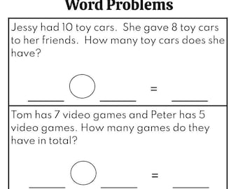 Foglio di lavoro con problemi di matematica per la prima e la seconda elementare (stampabile)