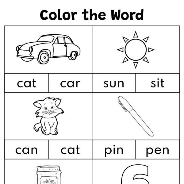 Phonics Worksheets My First CVC Sentences for Kindergarten and - Etsy ...