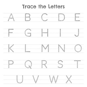 Hojas de trabajo imprimibles: trace las letras mayúsculas de la A a la Z Preescolar, jardín de infantes, educación en el hogar