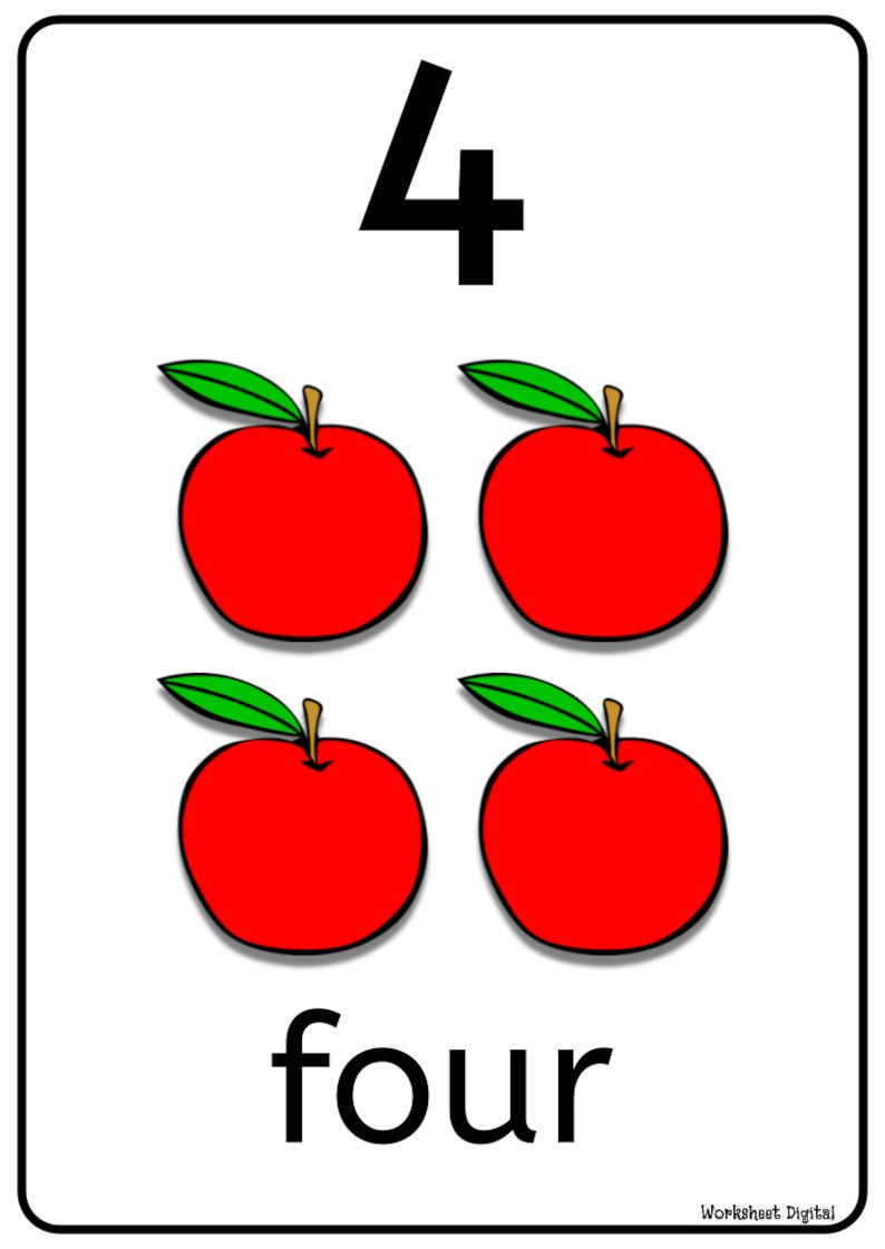 Printable Numbers 1 to 10 Posters Wall Display Theme Apples, Back to