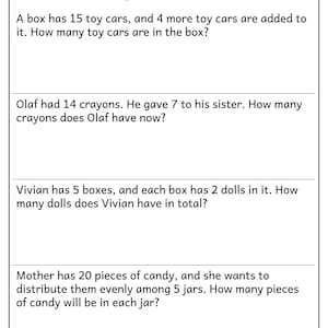 One Step Word Problems All Operations PDF, Word Problems Worksheet for 1st Grade, 2nd Grade ...