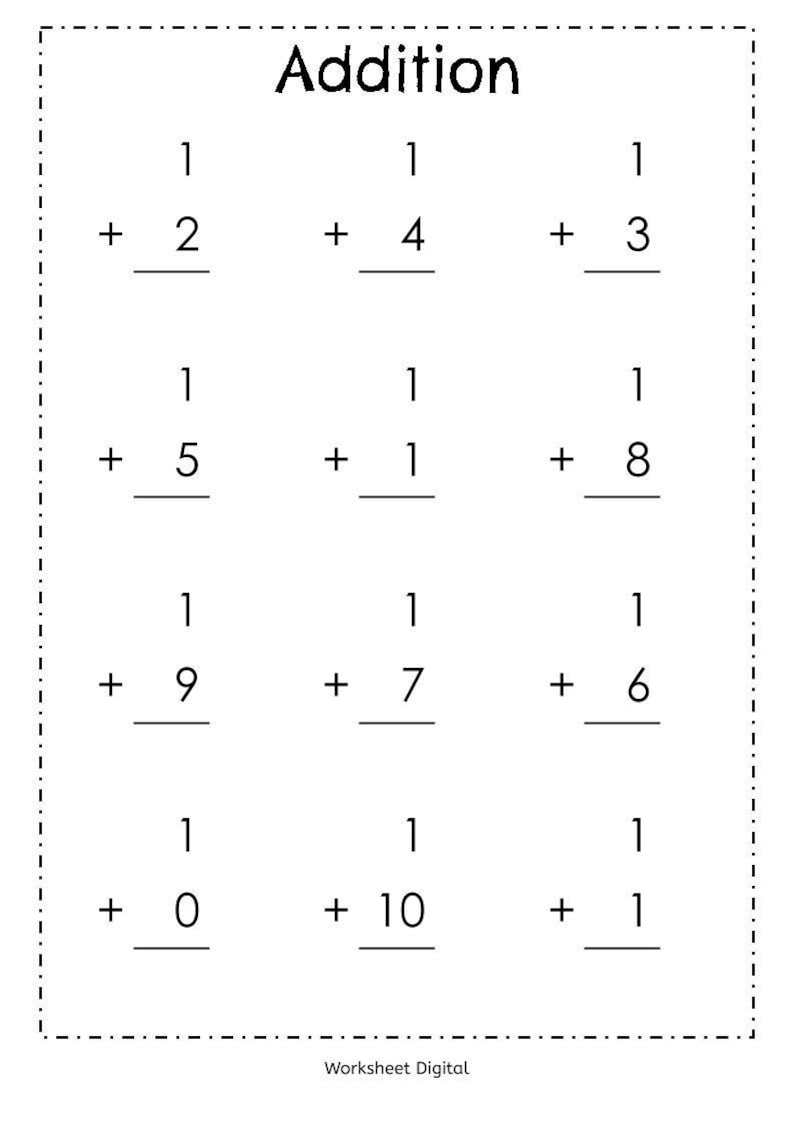 addition worksheets numbers 1 20 20 Printable Addition Worksheets Numbers 1-10 for Preschool image 1