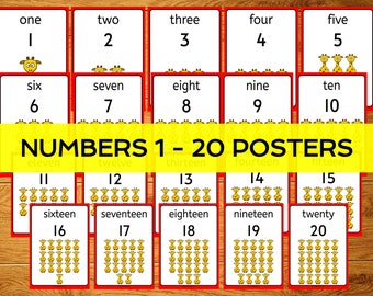 20 Printable Numbers Posters 1-20. Happy Giraffe Numbers 1-20. Classroom Wall Charts Posters Educational Learning 8.5 x 11 Counting 1 to 20