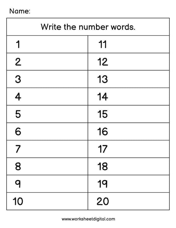 number words 1 to 100 write number words printable 5 pages etsy