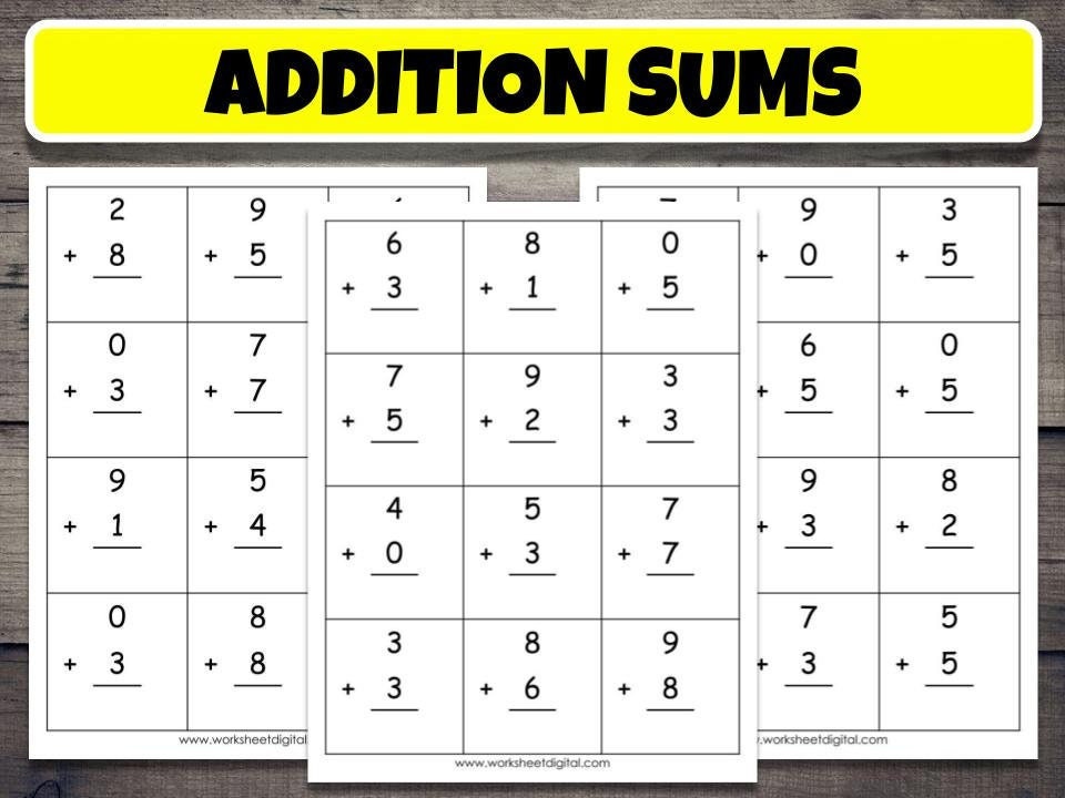 30 Kindergarten Addition Worksheets, Grade 1 Math Worksheets, Single ...