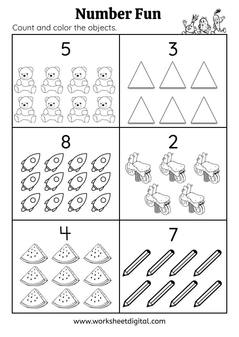 Printables Kindergarten Math Worksheets Numbers 1 to 10 Counting