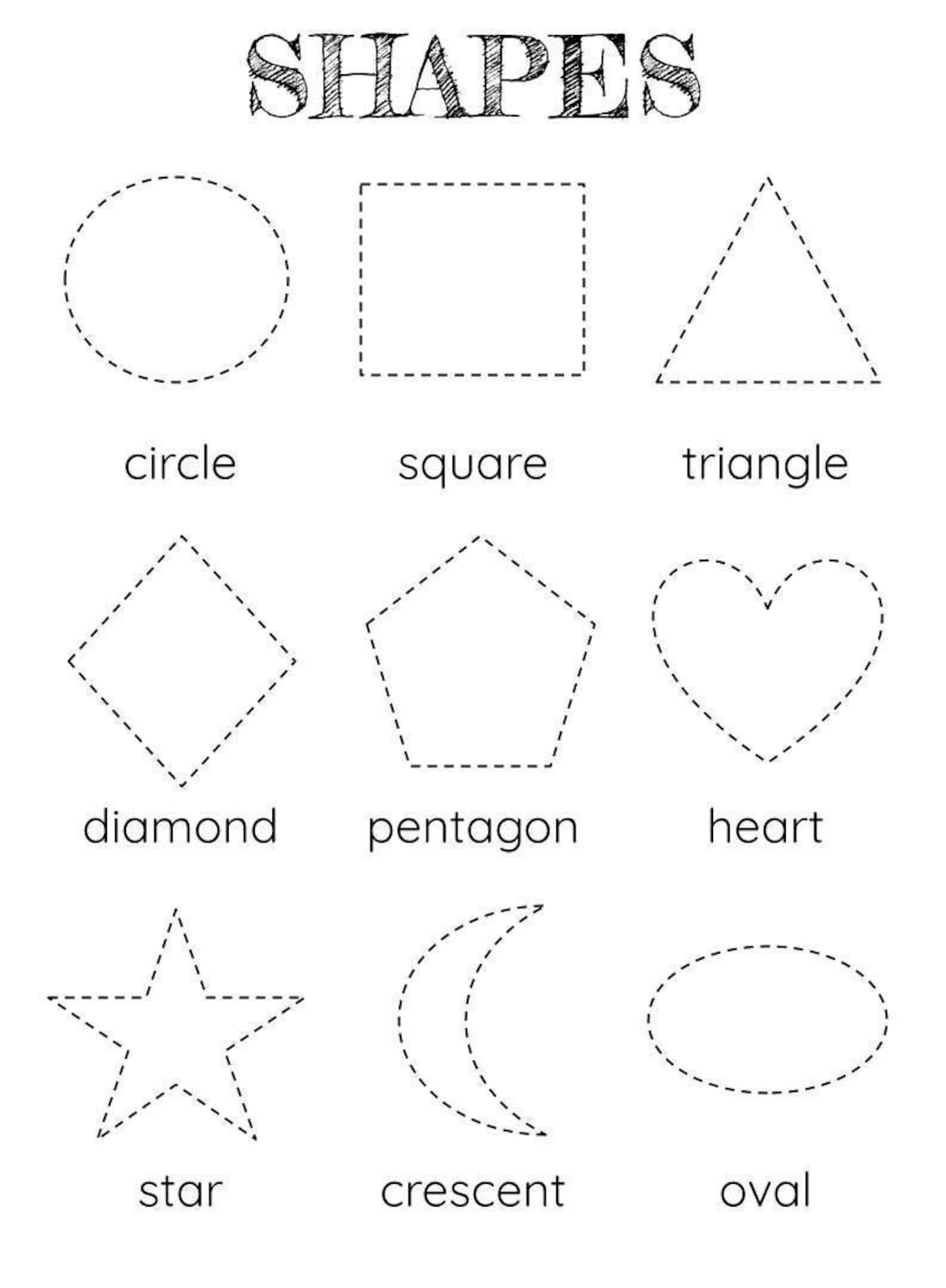 Shape Tracing Worksheet For Kindergarten Preschool Learn To Trace 