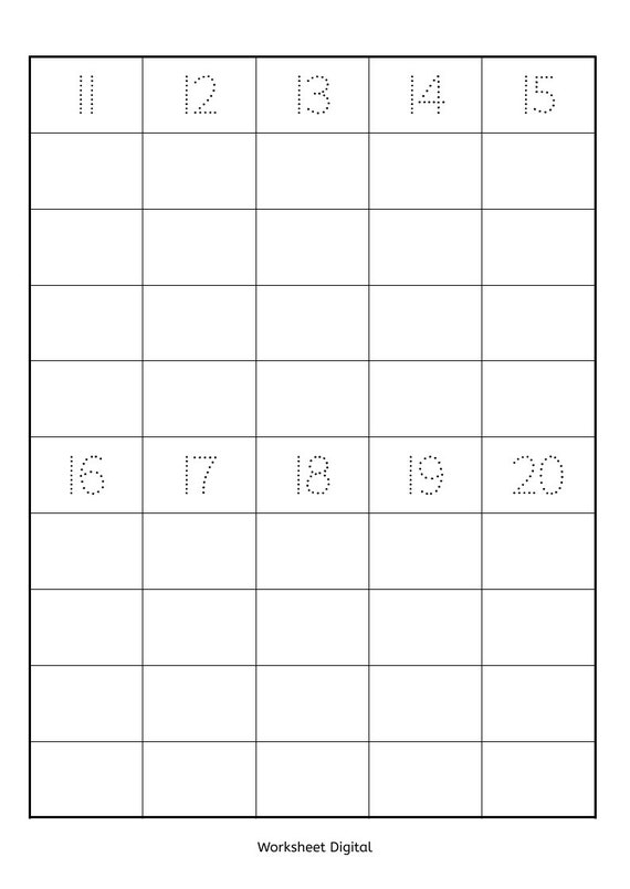 Writing Numbers 1 20 Printable Worksheets