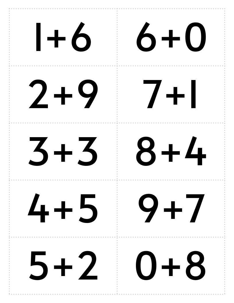 Printable Flash Cards Addition, Math Facts Printable Addition Number ...