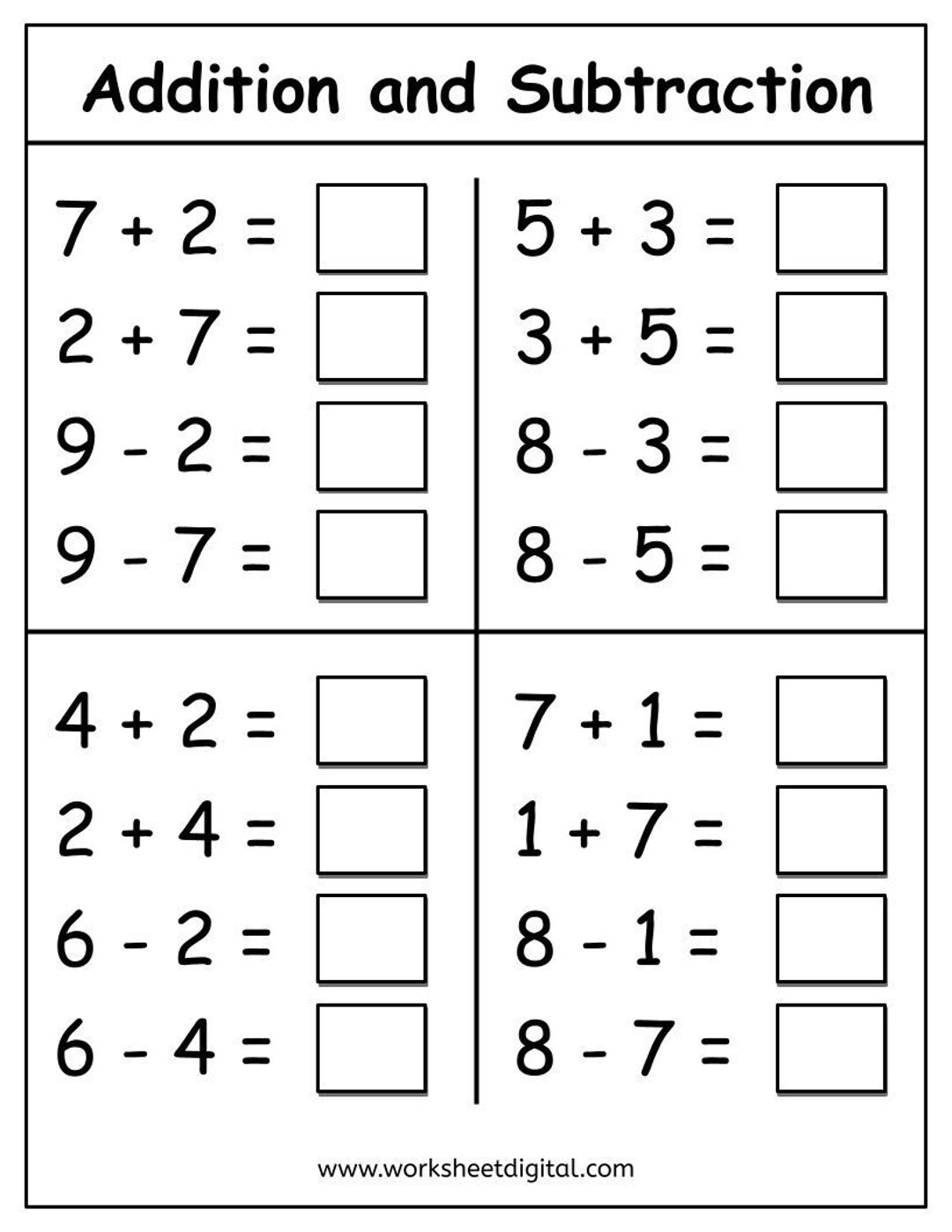 math subtraction worksheets for grade 1