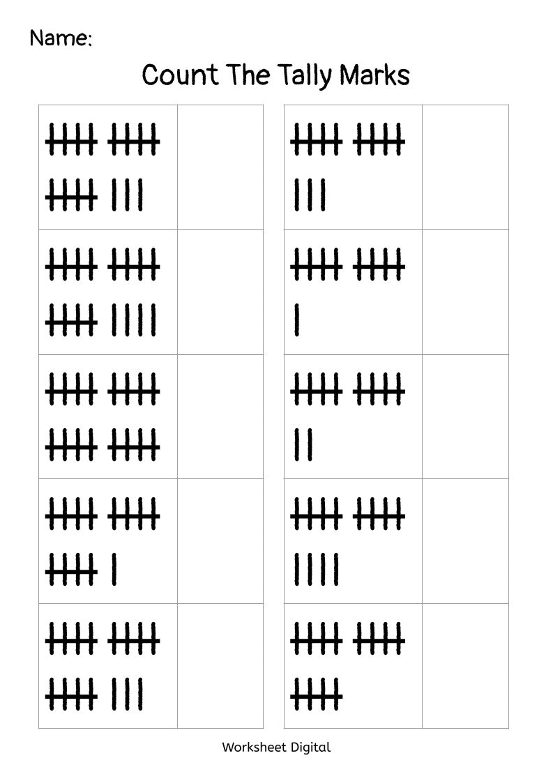 Numbers 1 20 Number Words and Tally Marks Printable - Etsy
