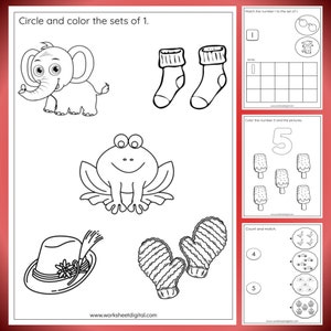 20 Printable Numbers 1-5 Counting, Tracing Worksheets for Preschool Kindergarten Homeschool Busy Book Handwriting Numbers and Counting image 10