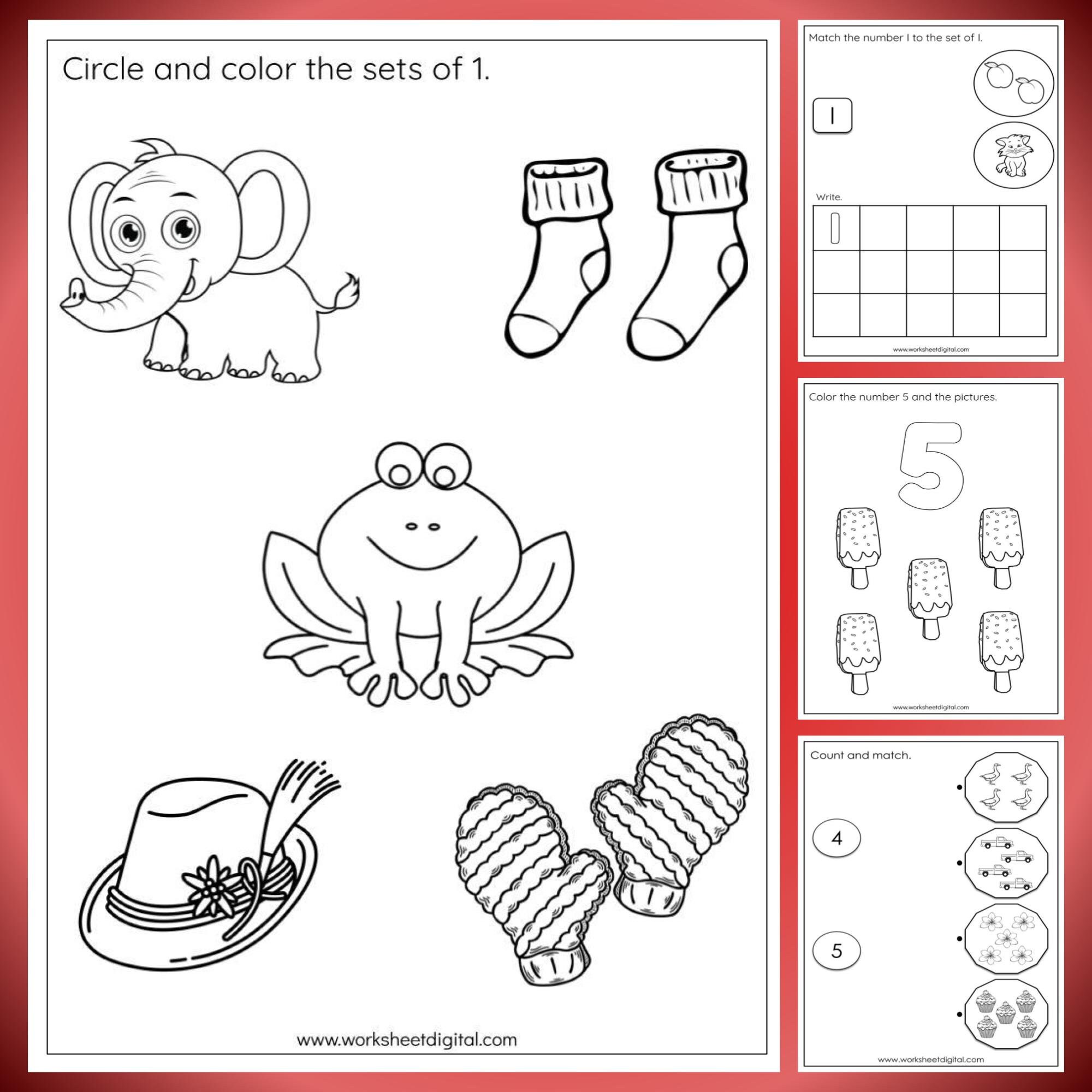 20 printable numbers 1 5 counting tracing worksheets for etsy