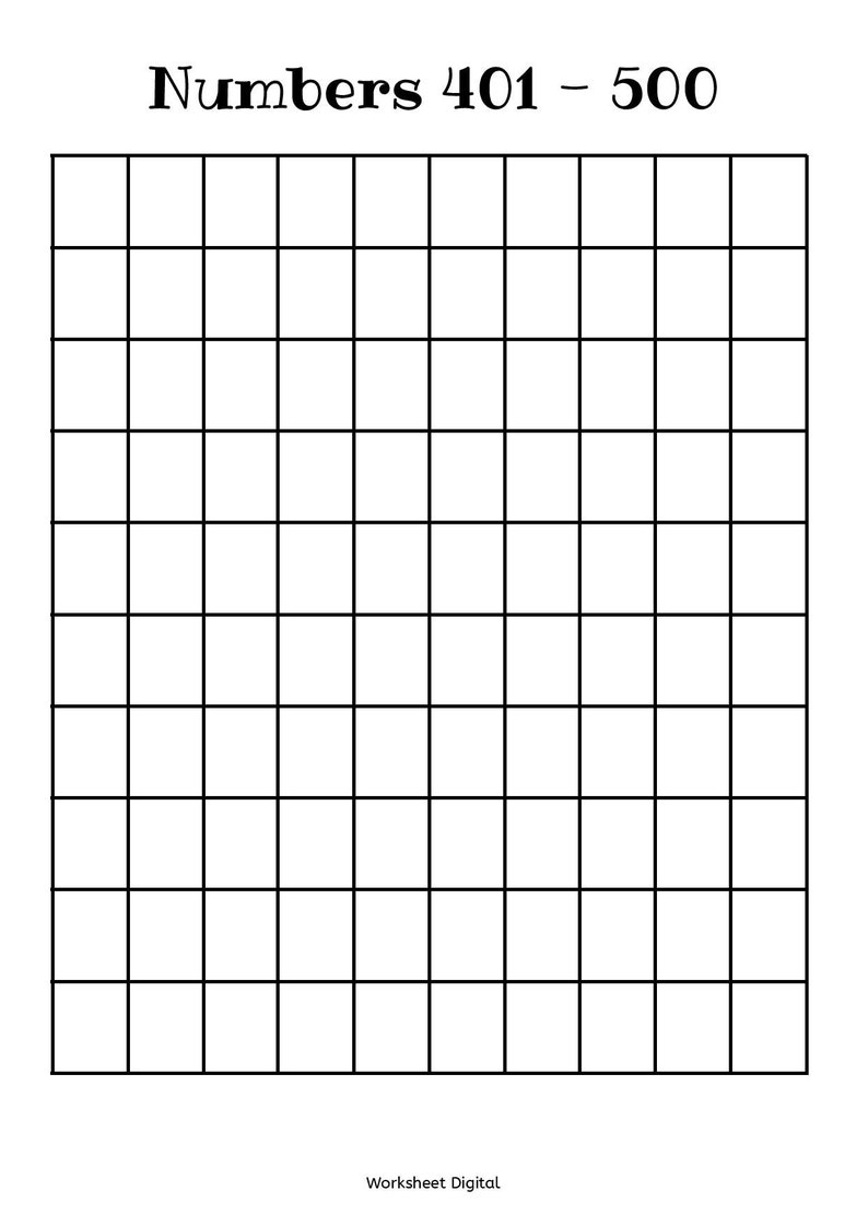 Number Charts 1 1000 Printable Black & White Homeschool Kindergarten image 8