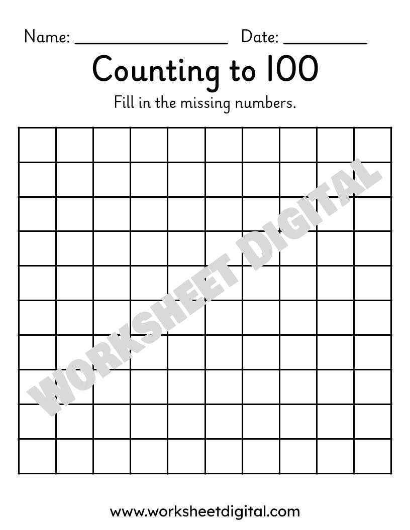 Missing Numbers Worksheets – Counting to 100 | Grade 1 Math Practice ...