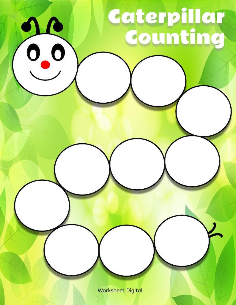 Printable Worksheet Caterpillar Counting Numbers 0 to 100. Fill in the